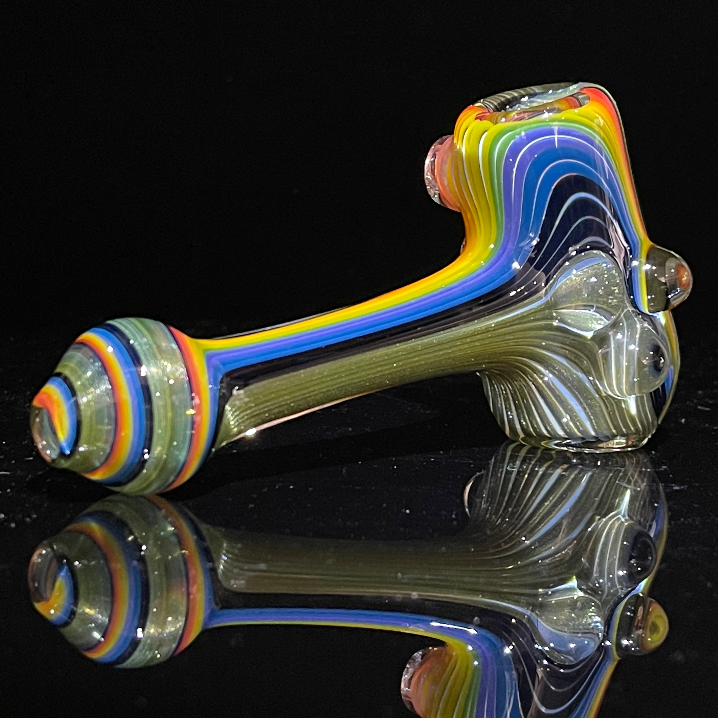 4 COLLECTIBLE TOBACCO PIPE GLASS SMOKING BOWL PIPES YELLOW GRN WITH GRIP  SWIRLS