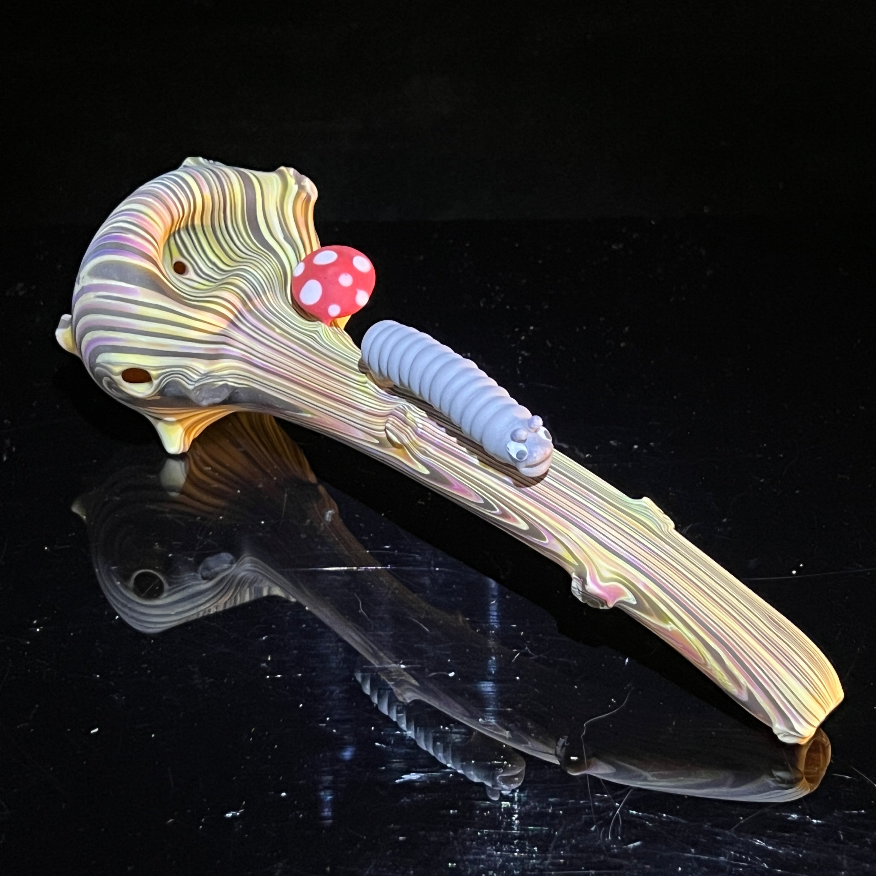 Glass Caterpillar Pipe, Sculpted Animal Pipe, Unique Glass Art