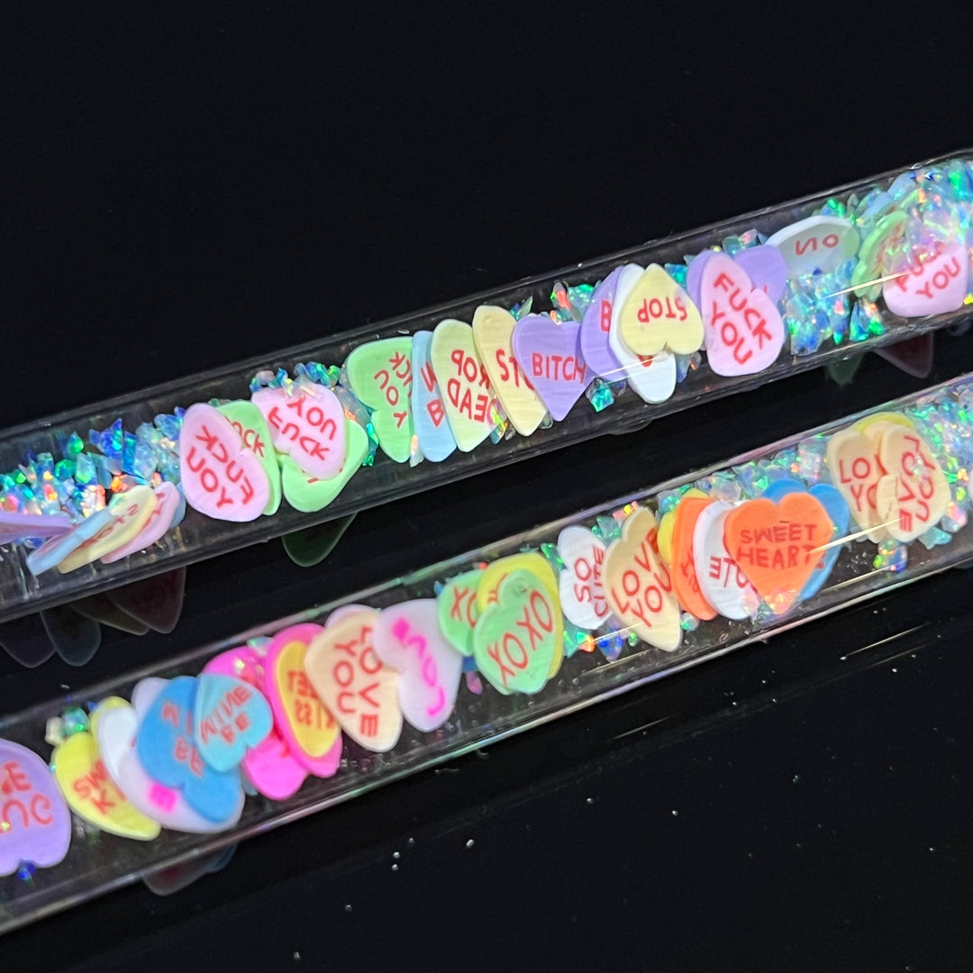 Opal Candy Heart Chisel Colored Tip Dabbers Accessory Beezy Glass