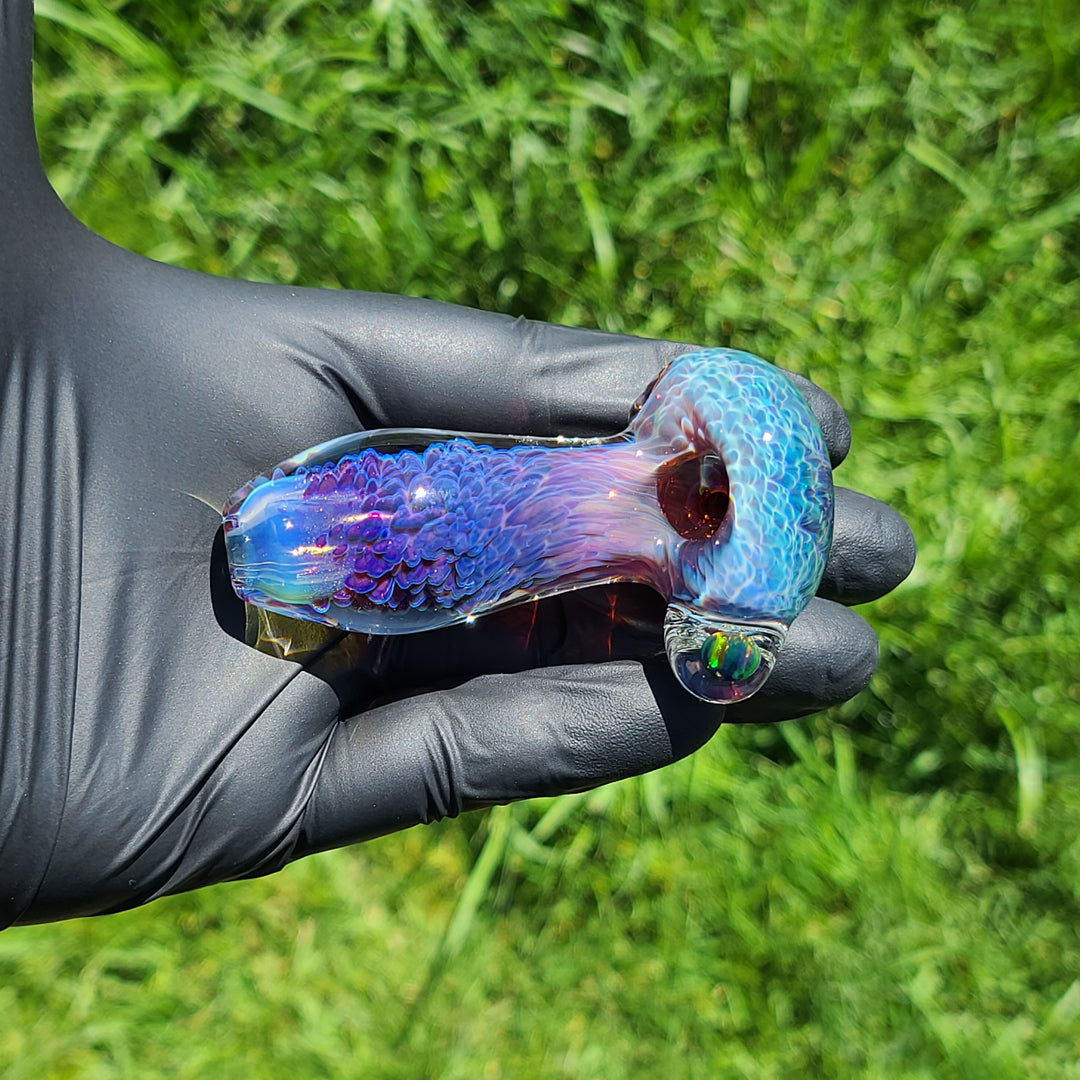 Purple Nebula Pocket Pipe with Black Planet Opal Glass Pipe Tako Glass   