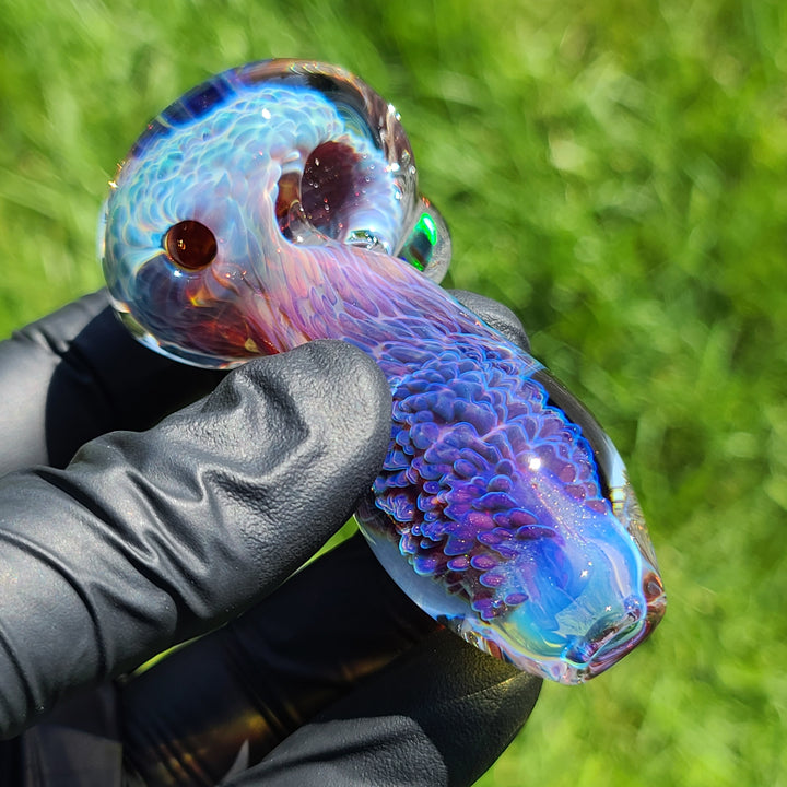 Purple Nebula Pocket Pipe with Black Planet Opal Glass Pipe Tako Glass   