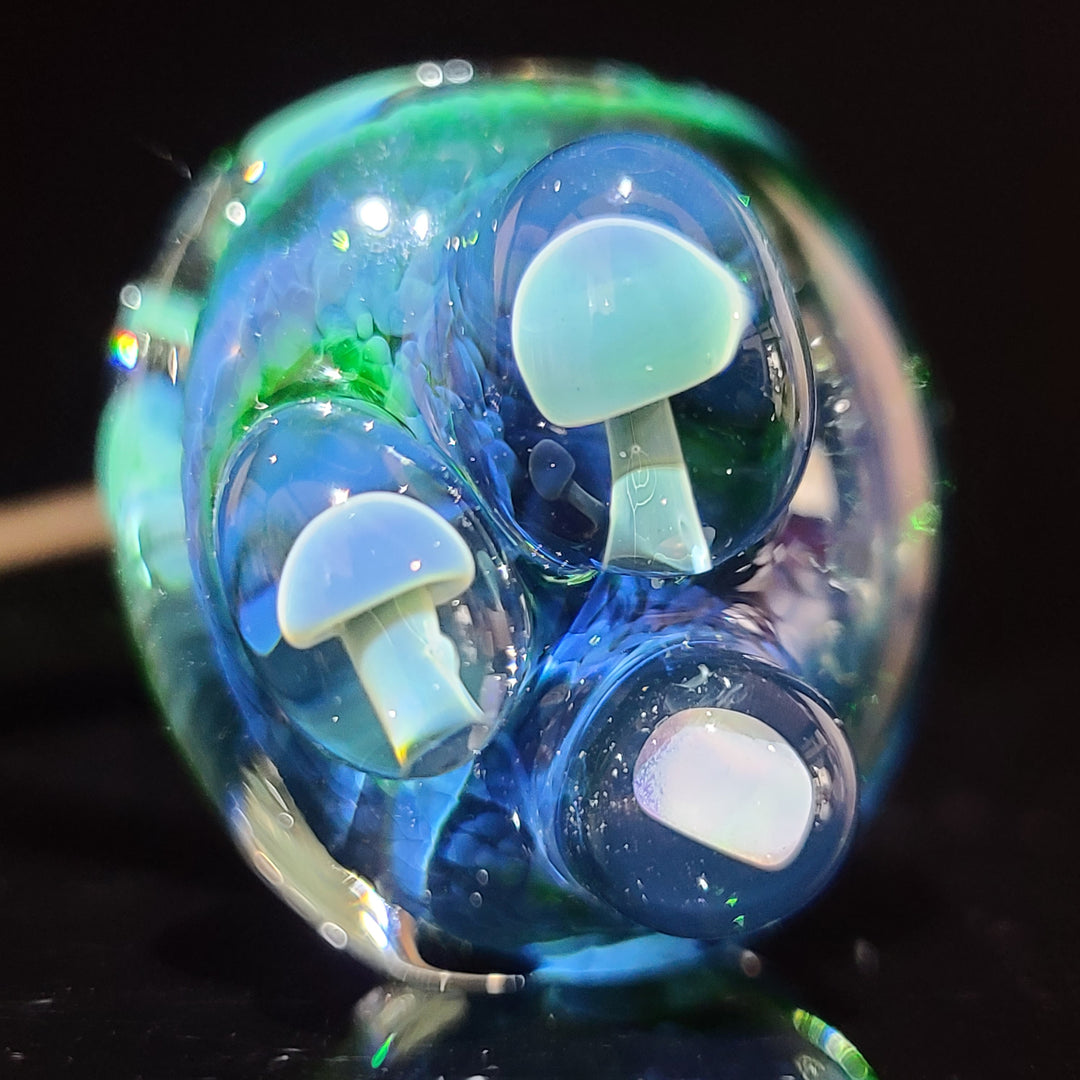 Green Mushroom Pipe with Opal Glass Pipe Beezy Glass   