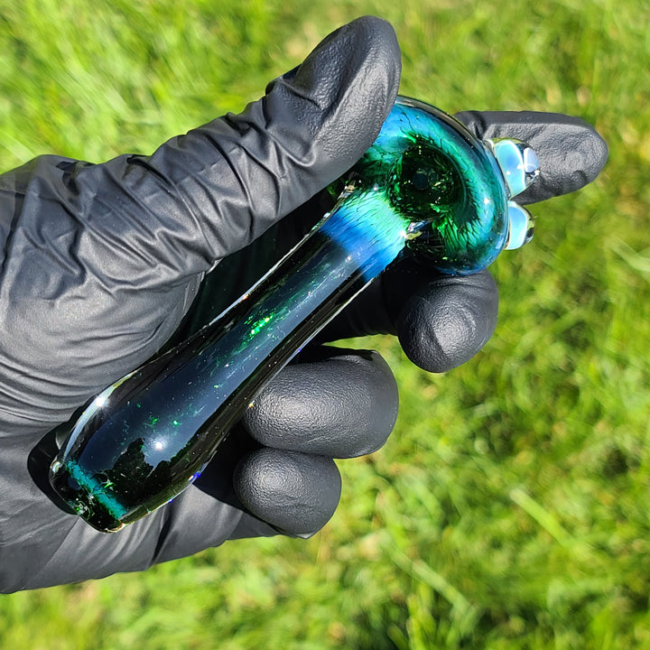 Green Mushroom Pipe with Opal Glass Pipe Beezy Glass   