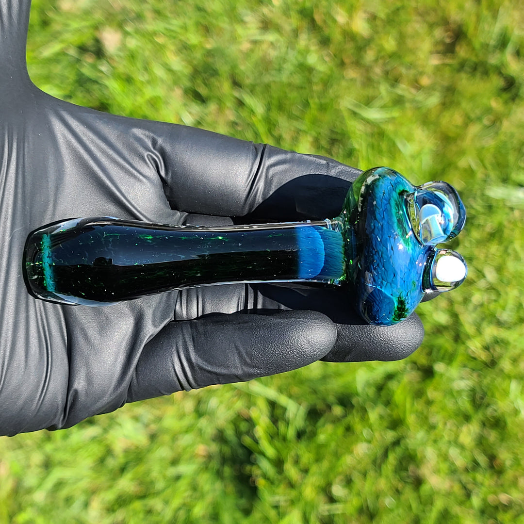 Green Mushroom Pipe with Opal Glass Pipe Beezy Glass   