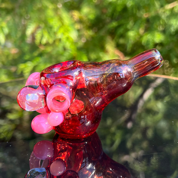 Red Poppy Opal Squatlock Glass Pipe Beezy Glass   