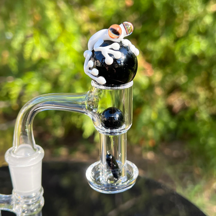 Black and White Frog Terp Slurper Marble Set Accessory Beezy Glass   