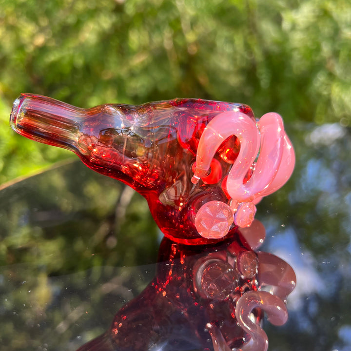 Red Poppy Opal Squatlock Glass Pipe Beezy Glass   