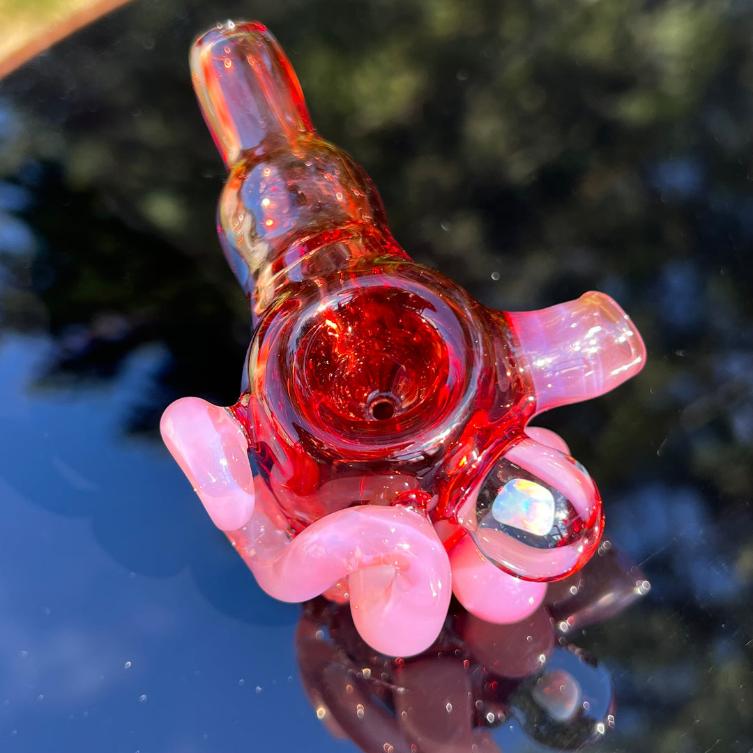 Red Poppy Opal Squatlock Glass Pipe Beezy Glass   