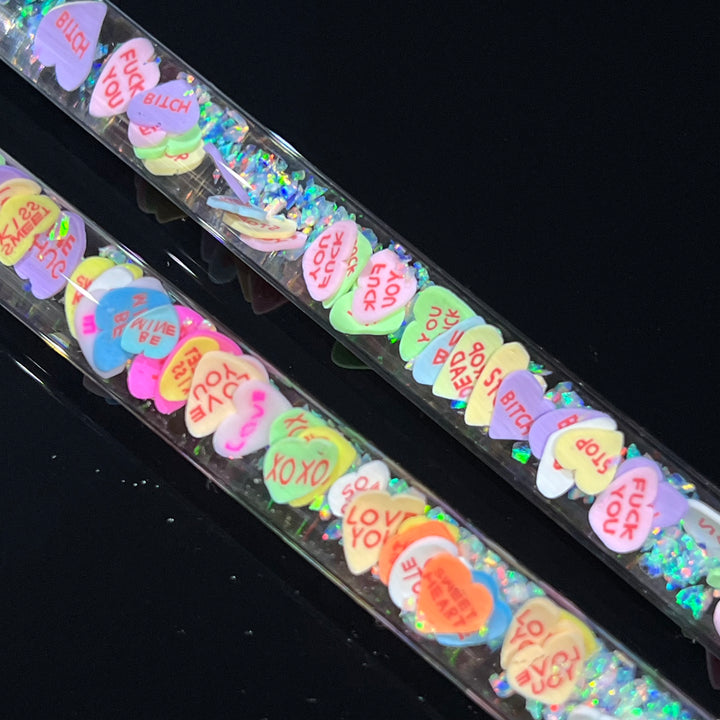 Opal Candy Heart Chisel Colored Tip Dabbers Accessory Beezy Glass