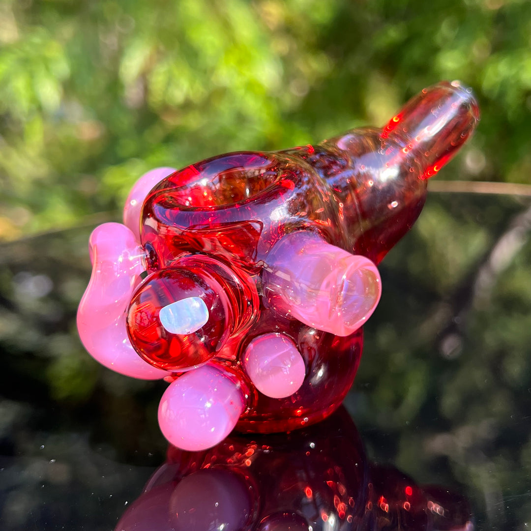 Red Poppy Opal Squatlock Glass Pipe Beezy Glass   