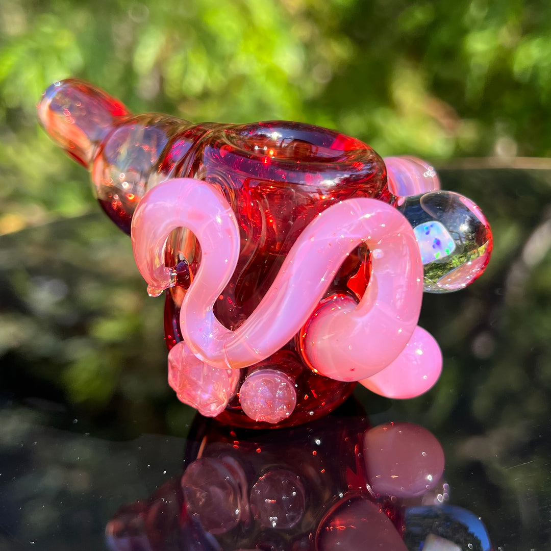 Red Poppy Opal Squatlock Glass Pipe Beezy Glass   