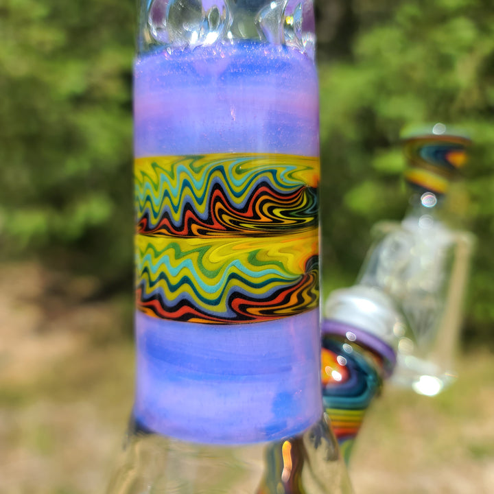 Purple Augy x Tako Collab 15" Linework Beaker Bong Glass Pipe Augy Glass   