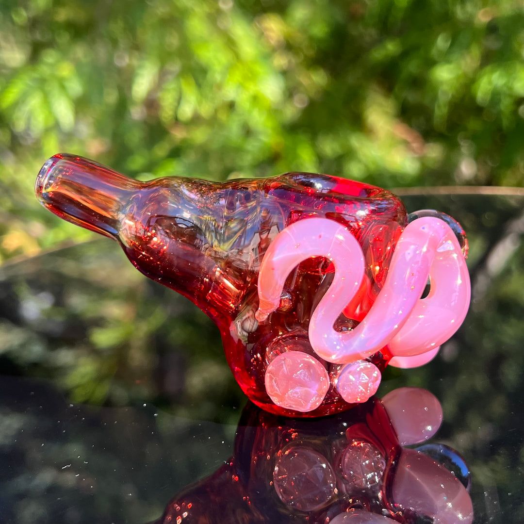 Red Poppy Opal Squatlock Glass Pipe Beezy Glass   