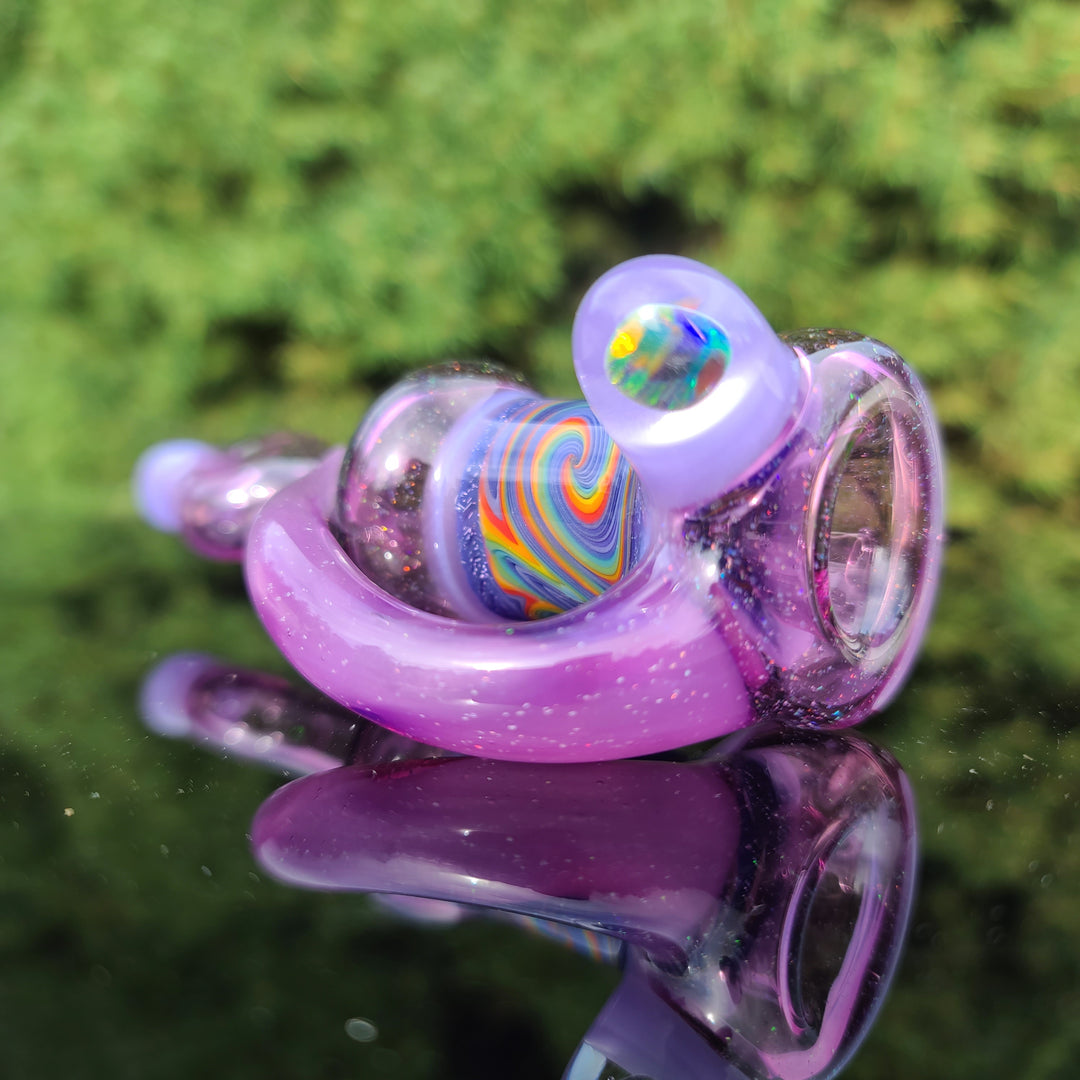 Pink Slyme Flatmouth Chillum with Horn and Opal Glass Pipe Chillery Bogart   