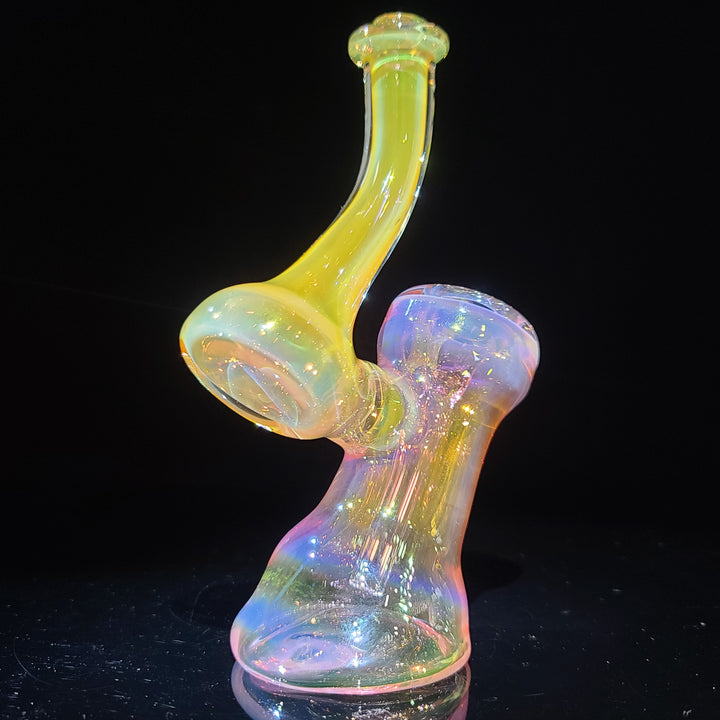 Pink and Gold Fumed Bubbler with Slime Carb Glass Pipe Cose Glass   