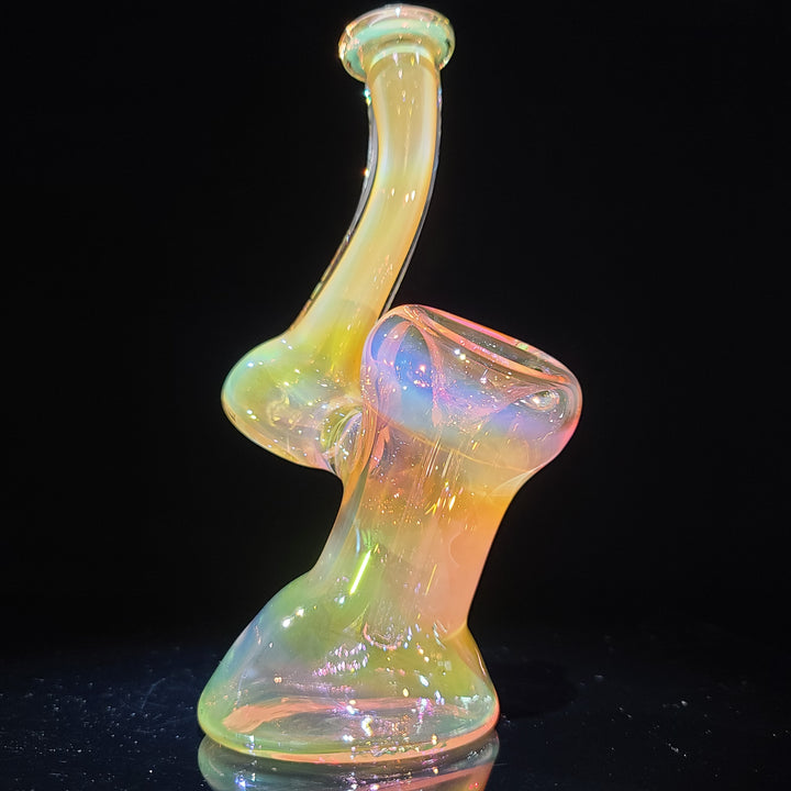 Pink and Gold Fumed Bubbler with Slime Carb Glass Pipe Cose Glass   