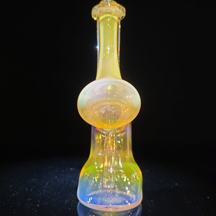 Gold Fumed Bubbler with Green Carb Glass Pipe Cose Glass   