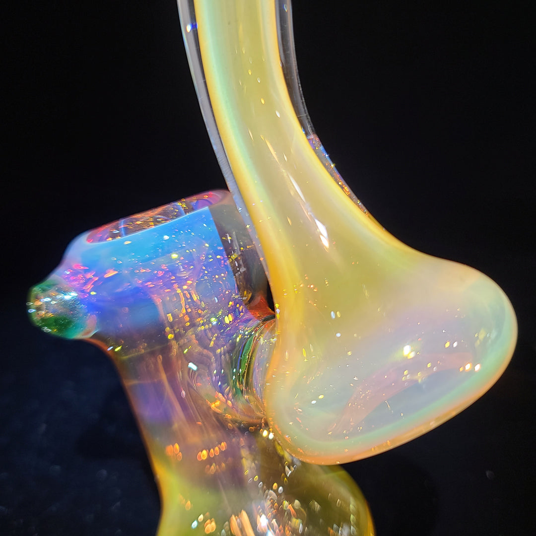 Gold Fumed Bubbler with Green Carb Glass Pipe Cose Glass   