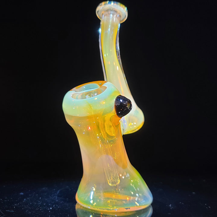 Gold Fumed Bubbler with Black Carb Glass Pipe Cose Glass   