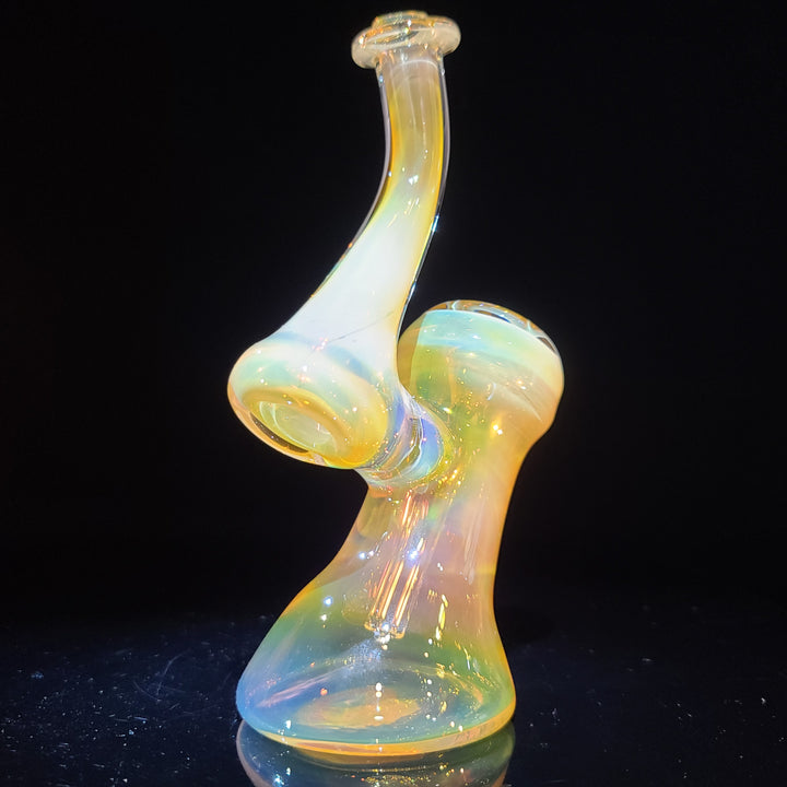 Gold Fumed Bubbler with Black Carb Glass Pipe Cose Glass   