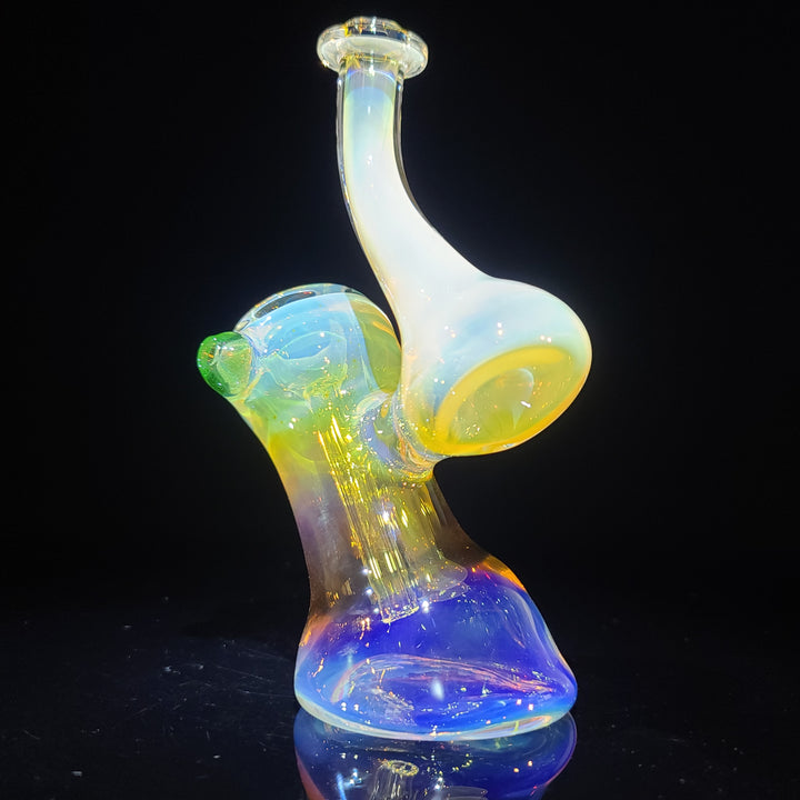 Gold Fume Bubbler with Green Carb Glass Pipe Cose Glass   