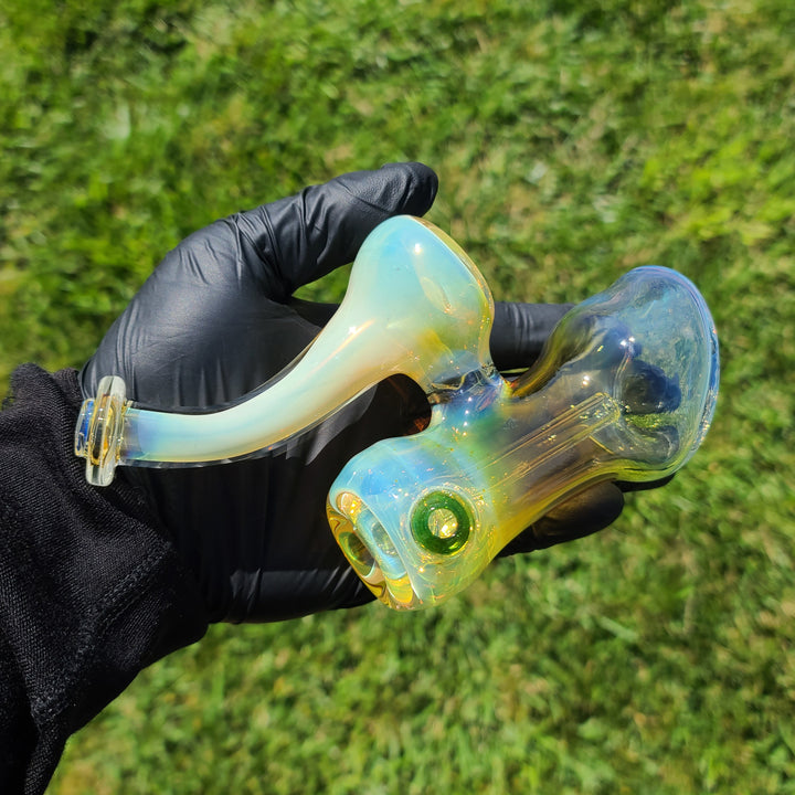 Gold Fume Bubbler with Green Carb Glass Pipe Cose Glass   