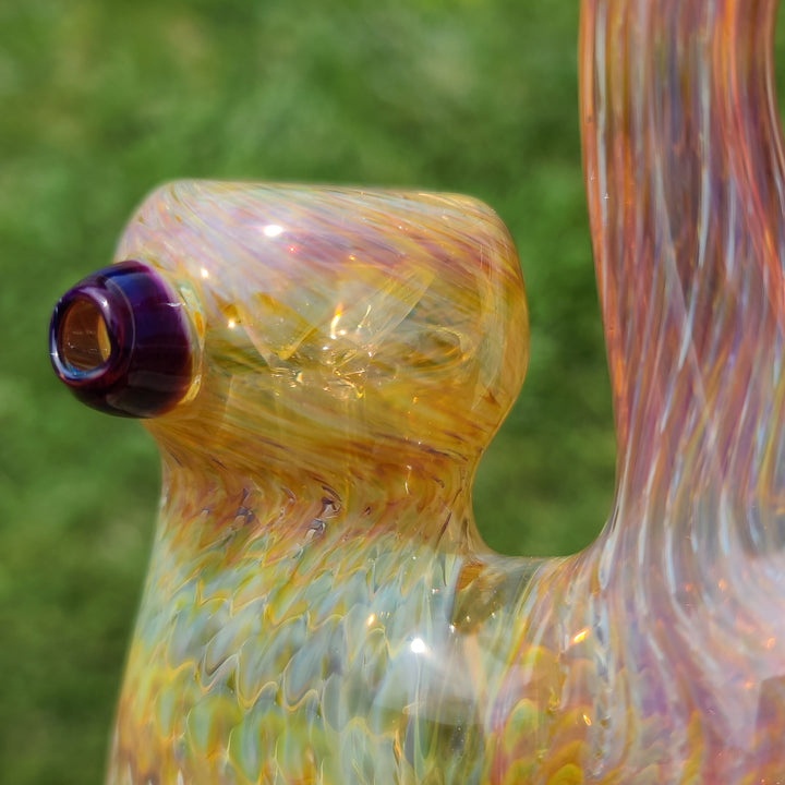 Sunrise Bubbler with Purple Carb Glass Pipe Cose Glass   