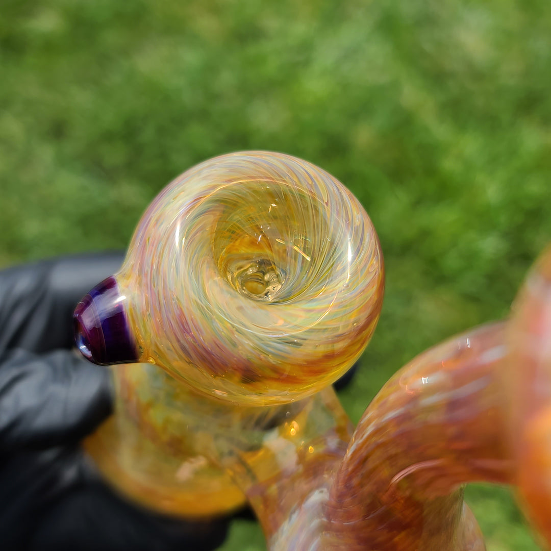 Sunrise Bubbler with Purple Carb Glass Pipe Cose Glass   