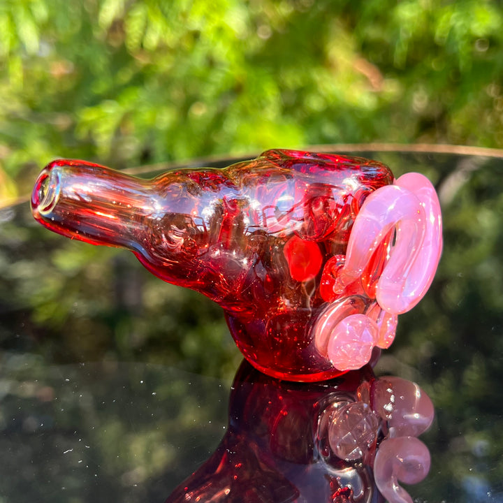 Red Poppy Opal Squatlock Glass Pipe Beezy Glass   