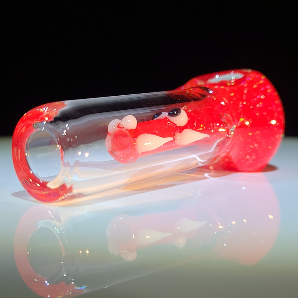 Red Crushed Opal Mini Dragon Glass Pipe Gus Glass   