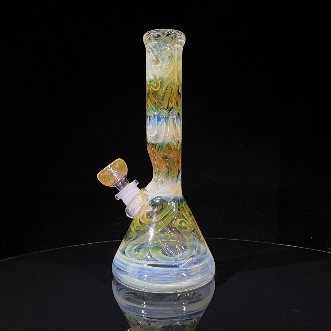 9" Fumed Squiggle Beaker Bong Glass Pipe Mary Jane's Glass