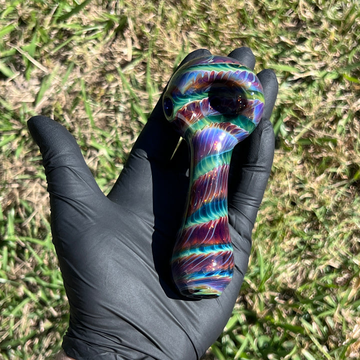 Purple Tie Dye Spoon Glass Pipe Jedi Glassworks   