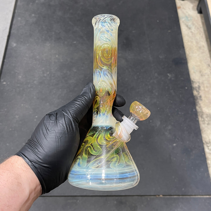 9" Fumed Squiggle Beaker Bong Glass Pipe Mary Jane's Glass