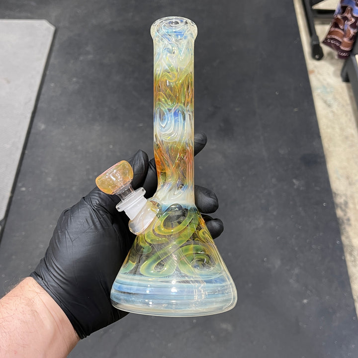 9" Fumed Squiggle Beaker Bong Glass Pipe Mary Jane's Glass