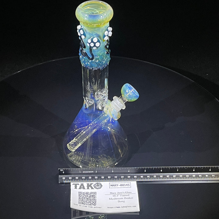 10.5" Fumed Mushroom Beaker Bong Glass Pipe Mary Jane's Glass