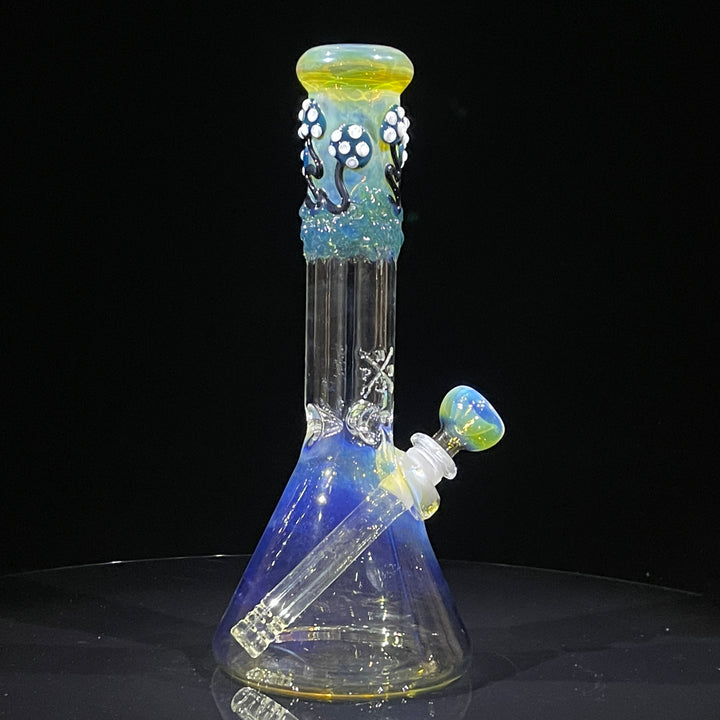 10.5" Fumed Mushroom Beaker Bong Glass Pipe Mary Jane's Glass