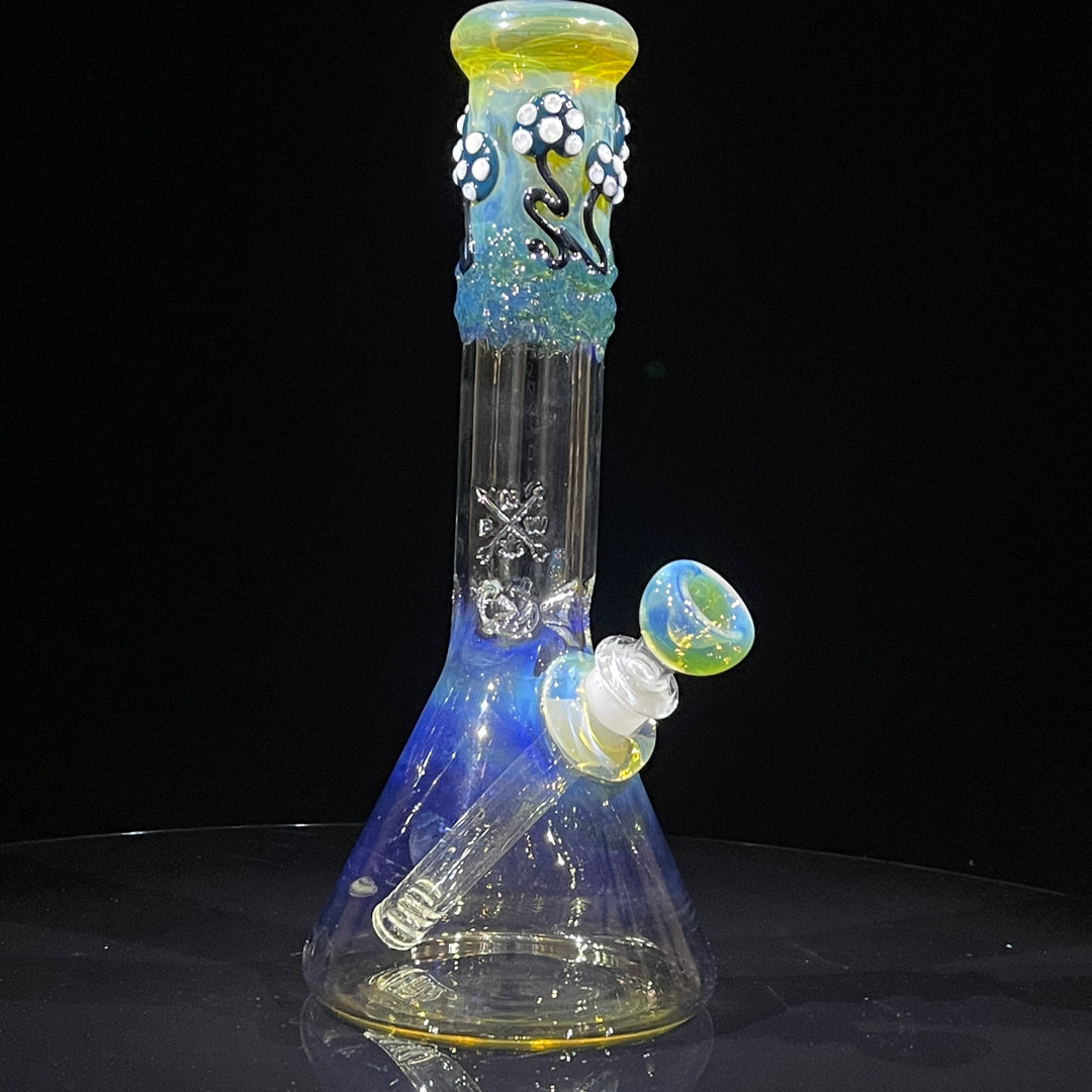 10.5" Fumed Mushroom Beaker Bong Glass Pipe Mary Jane's Glass