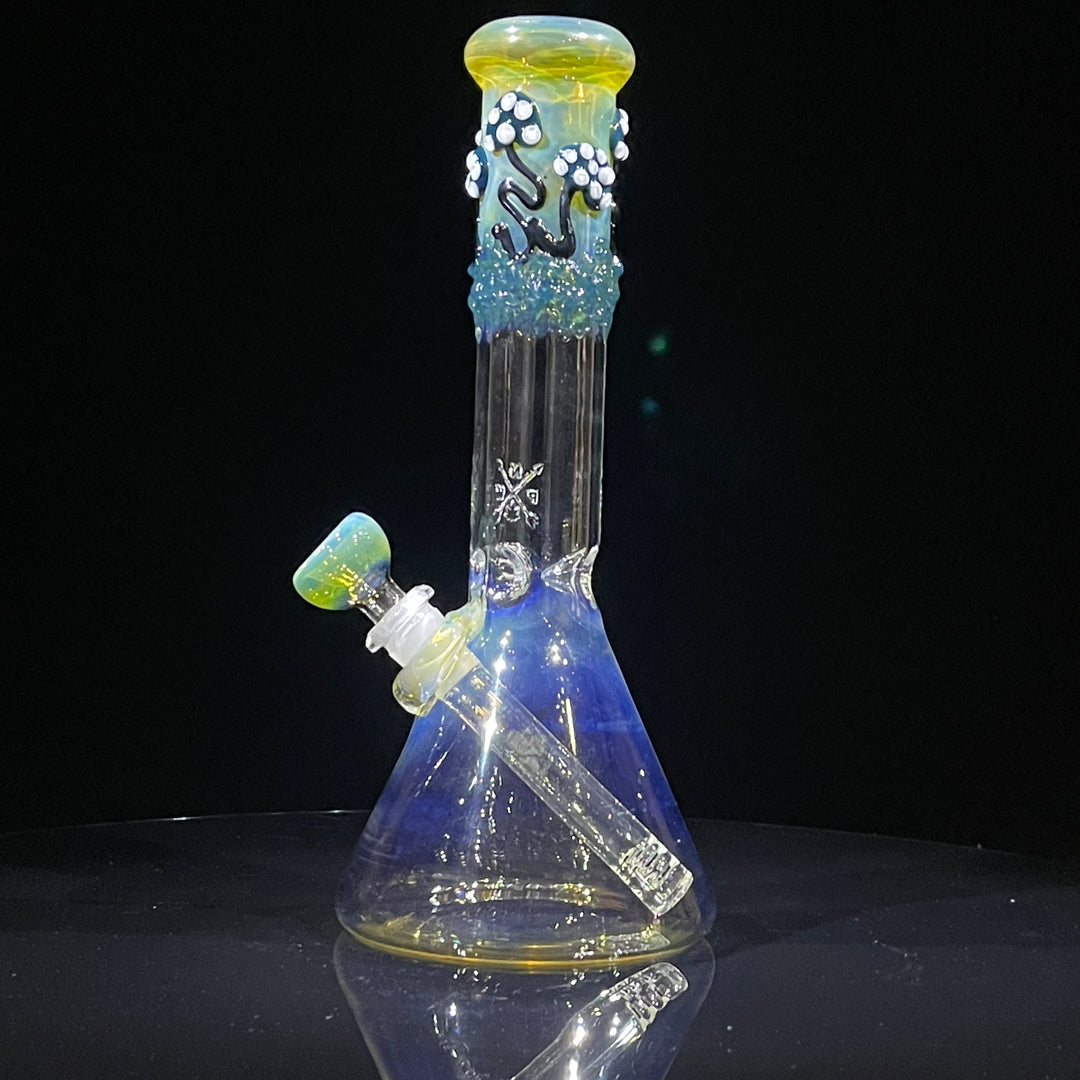 10.5" Fumed Mushroom Beaker Bong Glass Pipe Mary Jane's Glass