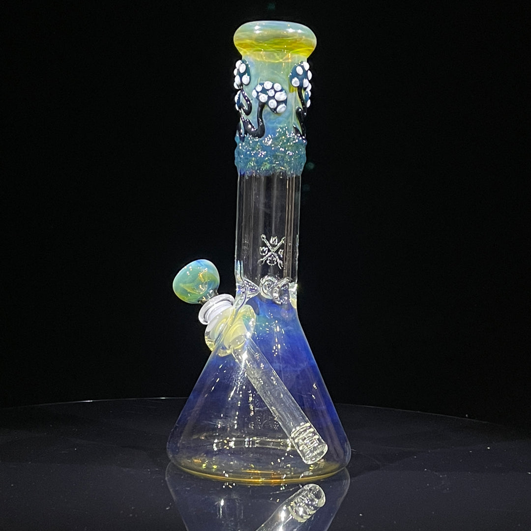 10.5" Fumed Mushroom Beaker Bong Glass Pipe Mary Jane's Glass