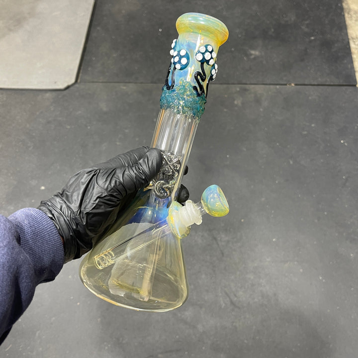 10.5" Fumed Mushroom Beaker Bong Glass Pipe Mary Jane's Glass