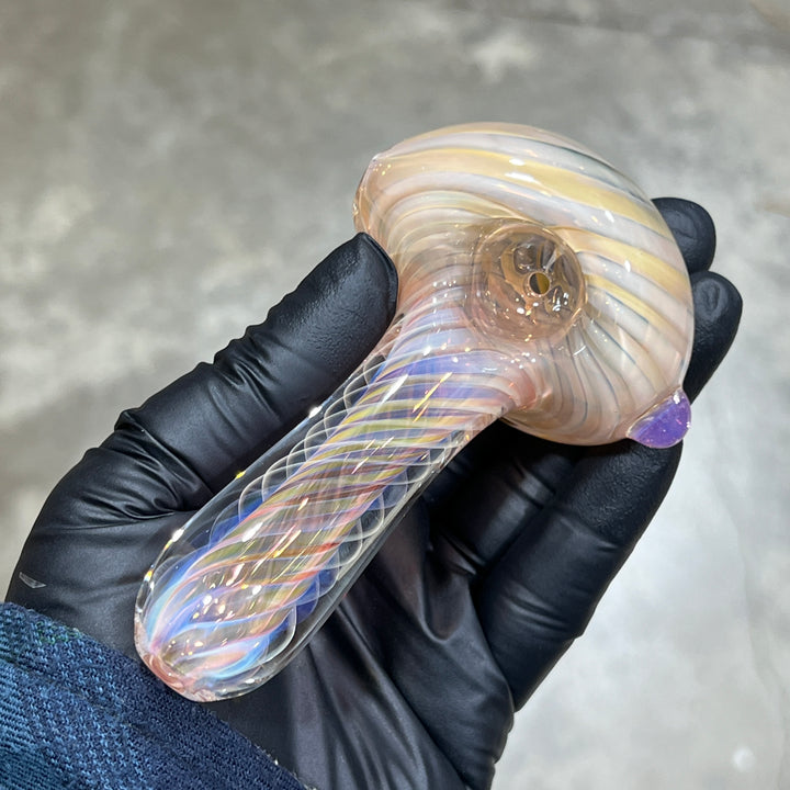 Thick Fume Pipe Pink Slyme Marble Glass Pipe Chuck Glass   