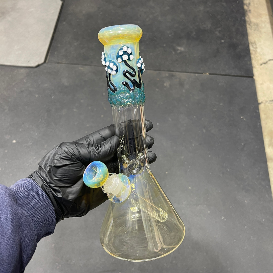 10.5" Fumed Mushroom Beaker Bong Glass Pipe Mary Jane's Glass