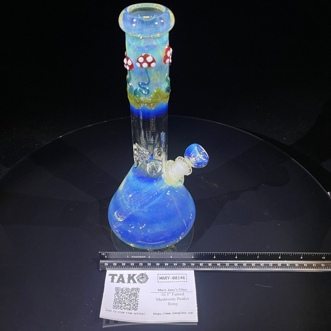 10.5" Fumed Mushroom Beaker Bong Glass Pipe Mary Jane's Glass