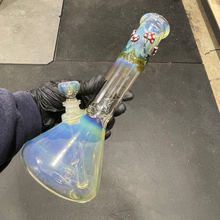 10.5" Fumed Mushroom Beaker Bong Glass Pipe Mary Jane's Glass