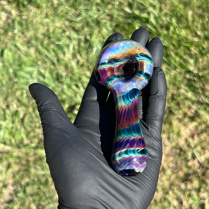 Purple Tie Dye Spoon Glass Pipe Jedi Glassworks   