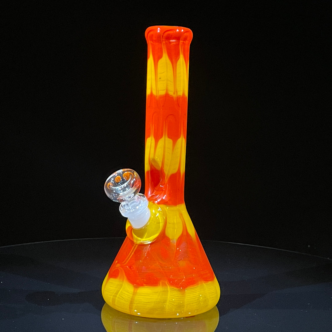 9" Colombian Red Beaker Bong Glass Pipe Mary Jane's Glass