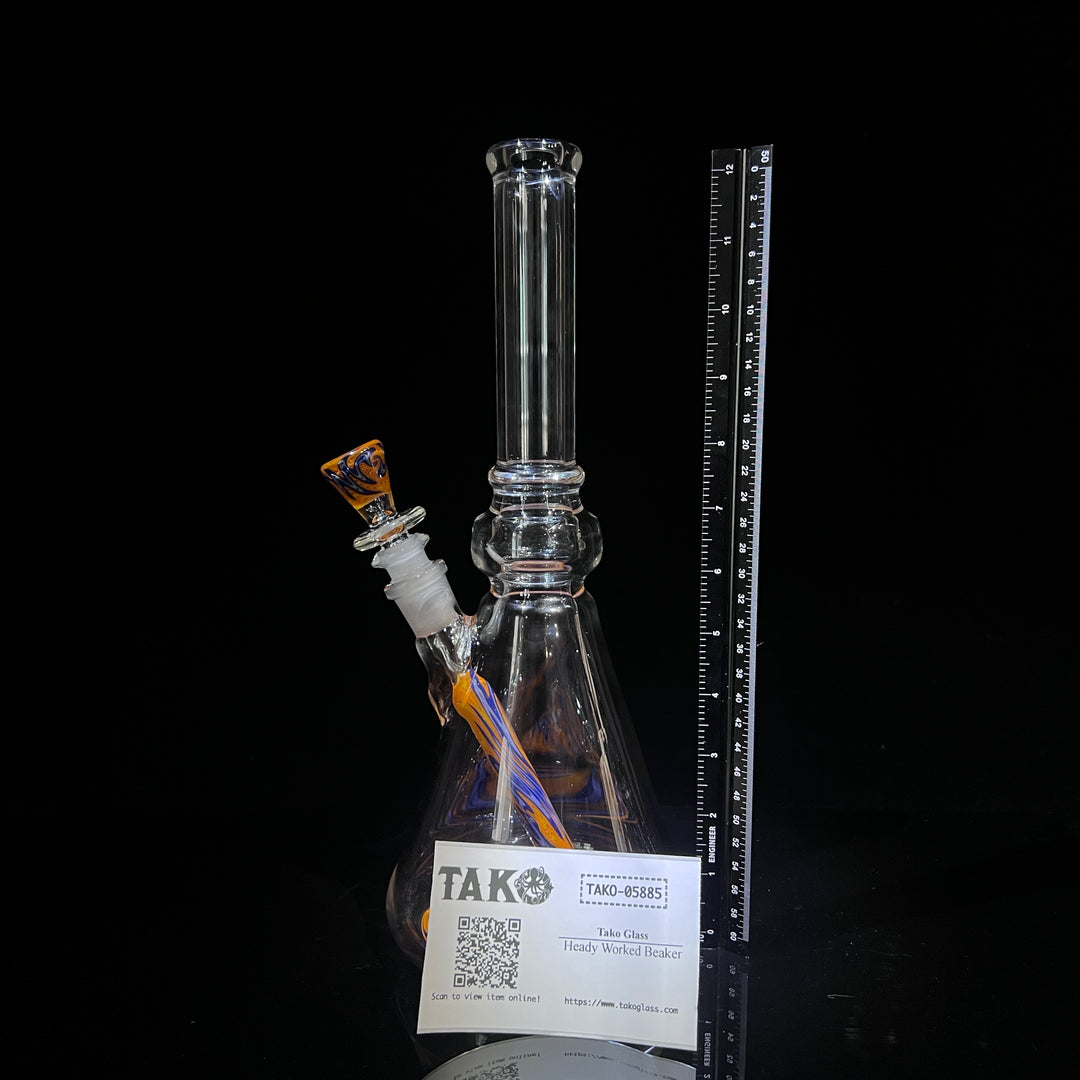 Heady Worked Beaker Glass Pipe Tako Glass   