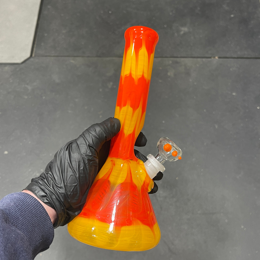 9" Colombian Red Beaker Bong Glass Pipe Mary Jane's Glass