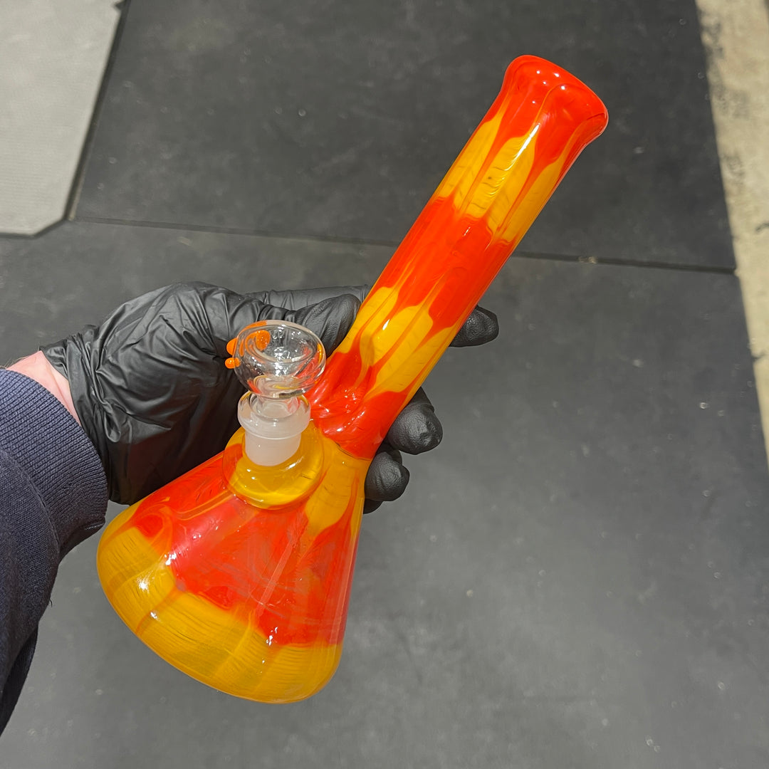 9" Colombian Red Beaker Bong Glass Pipe Mary Jane's Glass