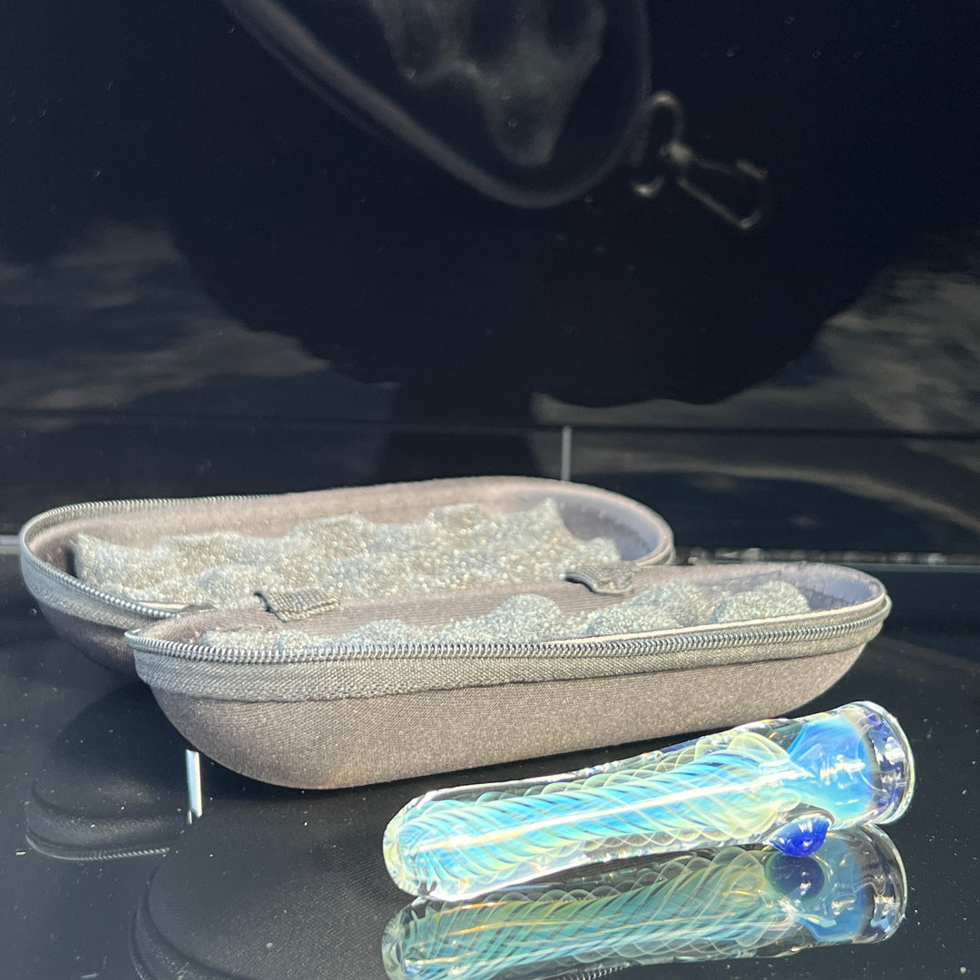 Thick Silver Fume Chillum + Case Combo Glass Pipe Chuck Glass